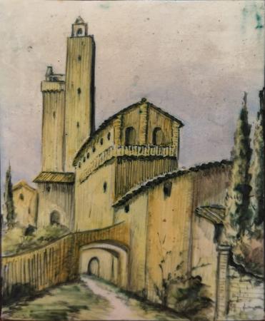 Quadro di  Anonimo San Gimignano  - matita terracotta 